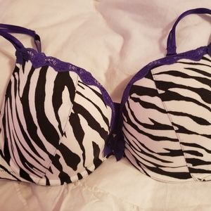 Zebra Bra with Purple Lace